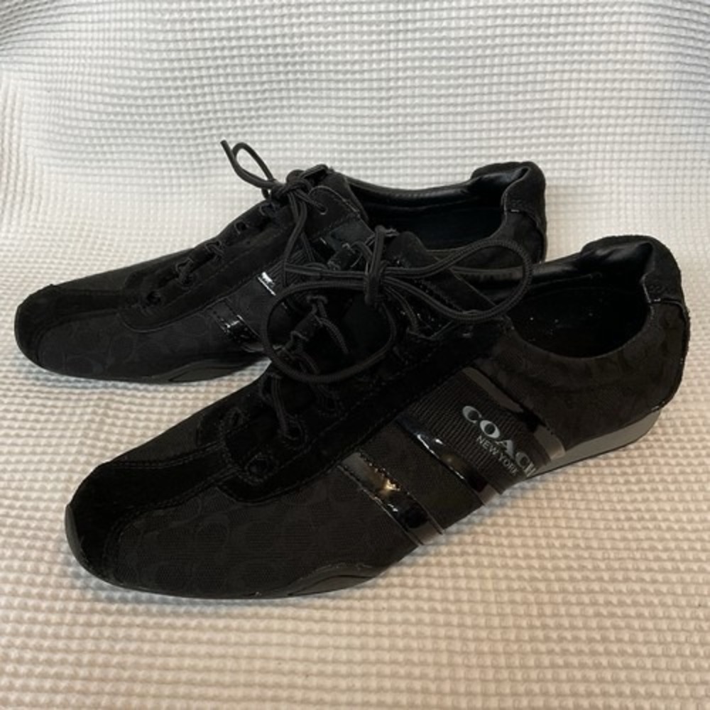 Coach Remonna Monogram Black Signature Logo Lace Up Sneaker Women 9B China